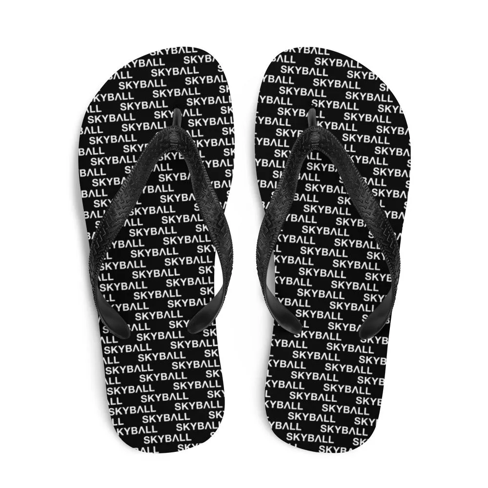 Skyball Beach Volleyball Apparel - Boardwalk Flip-Flops - Logo Print / Black & White