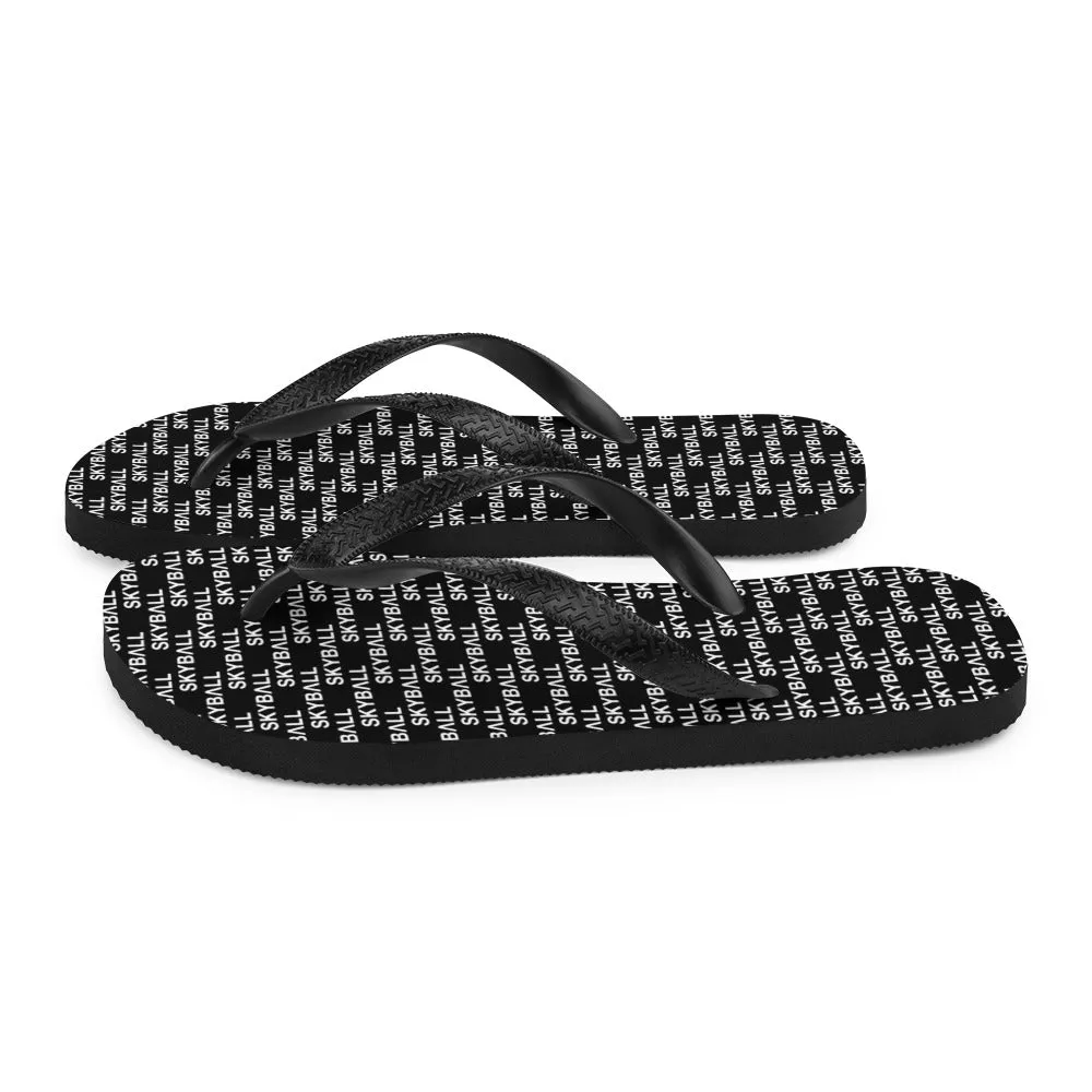 Skyball Beach Volleyball Apparel - Boardwalk Flip-Flops - Logo Print / Black & White
