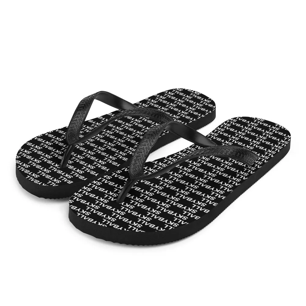 Skyball Beach Volleyball Apparel - Boardwalk Flip-Flops - Logo Print / Black & White