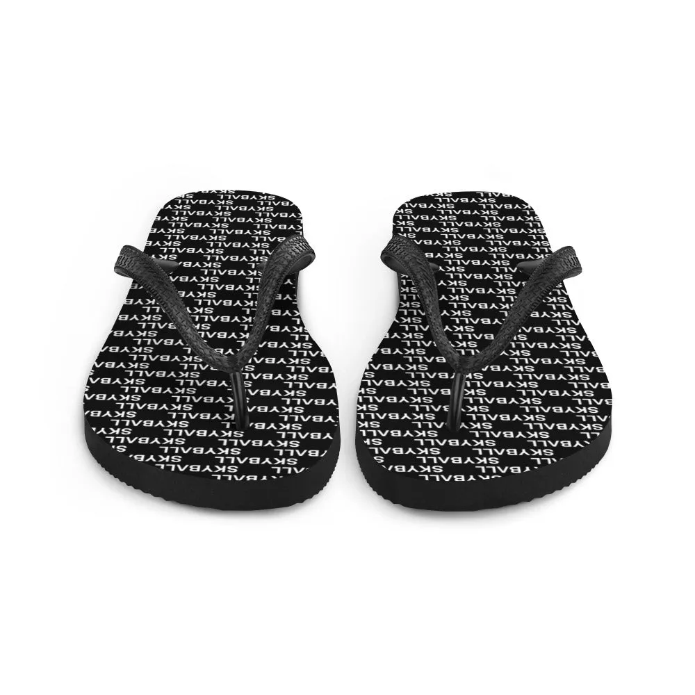 Skyball Beach Volleyball Apparel - Boardwalk Flip-Flops - Logo Print / Black & White