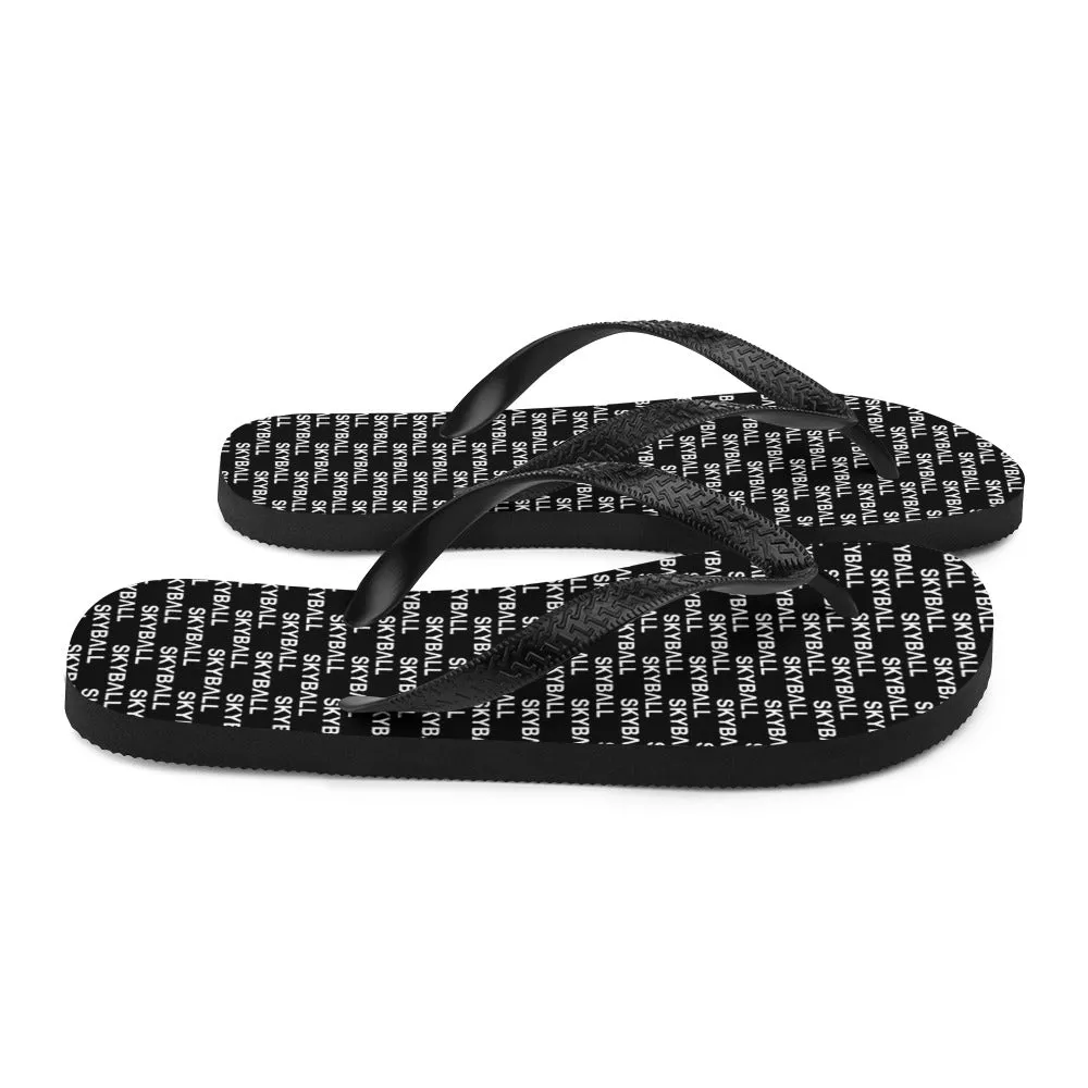 Skyball Beach Volleyball Apparel - Boardwalk Flip-Flops - Logo Print / Black & White