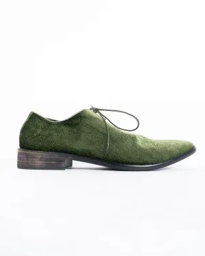 SS18 Celest Khaki Textured Velvet Derbies