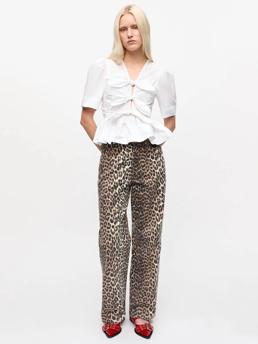 Stretch Cotton Tie Strap Blouse - Bright White