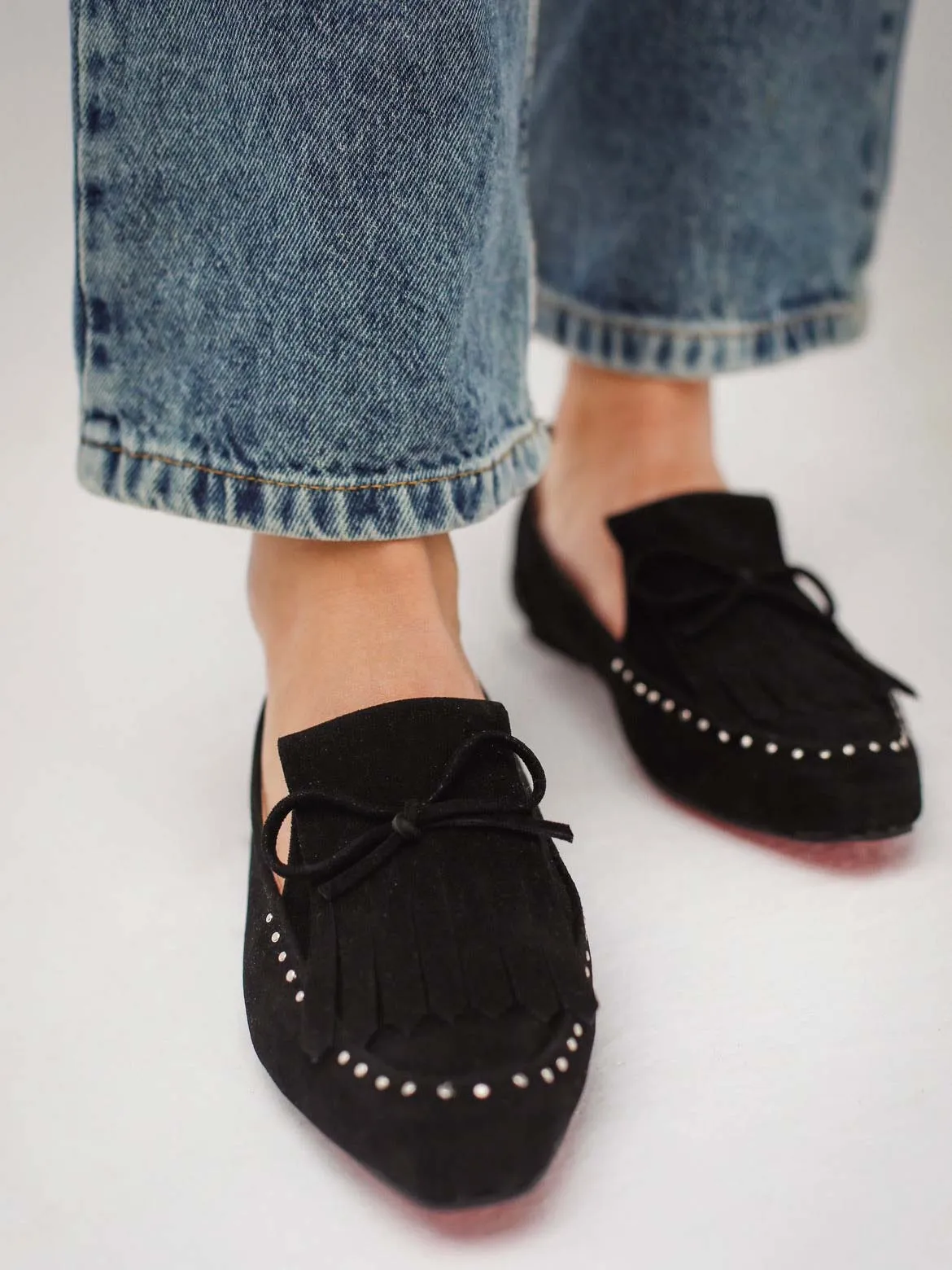 Suede Montana Silver Studded Loafers