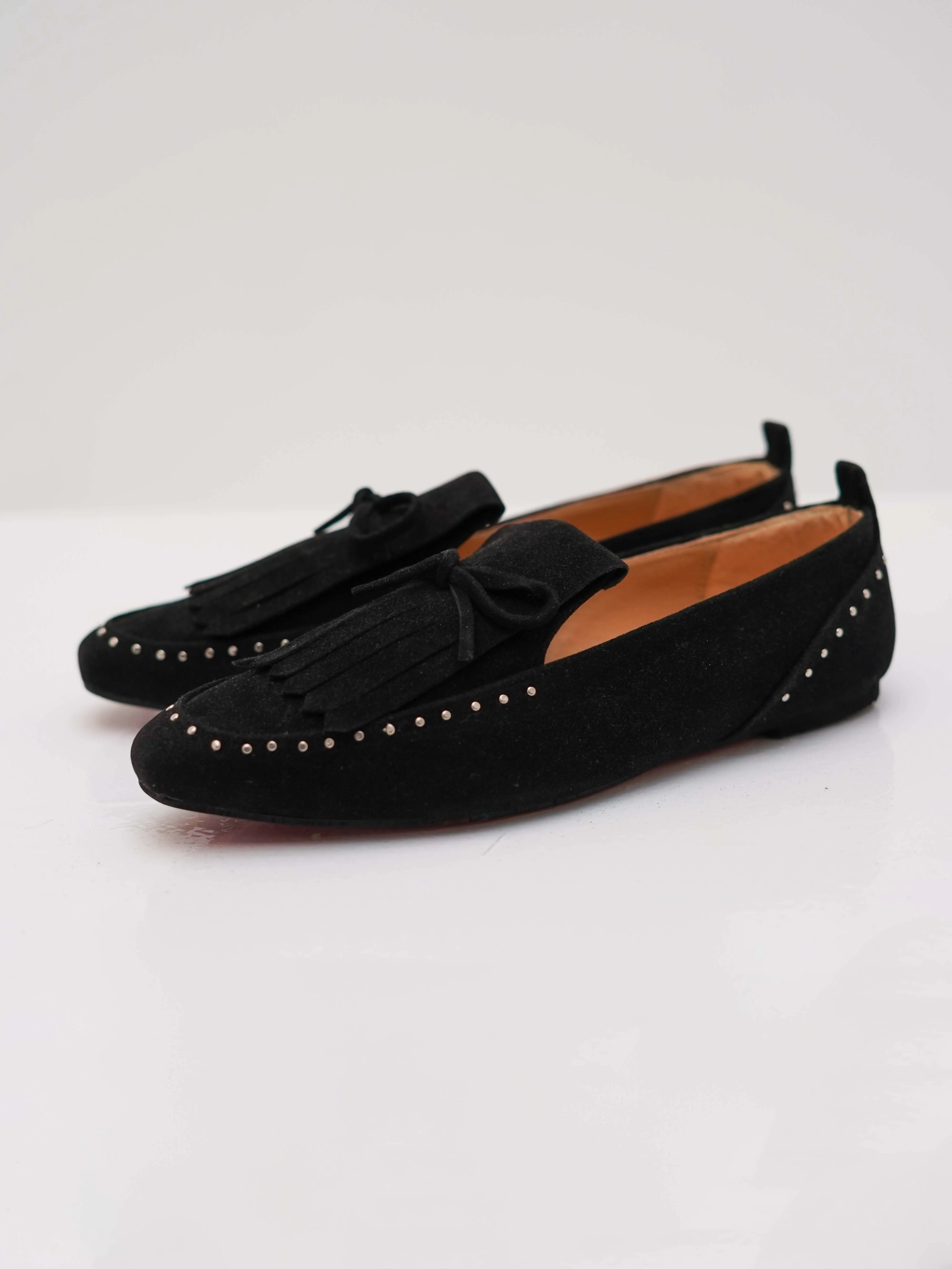 Suede Montana Silver Studded Loafers