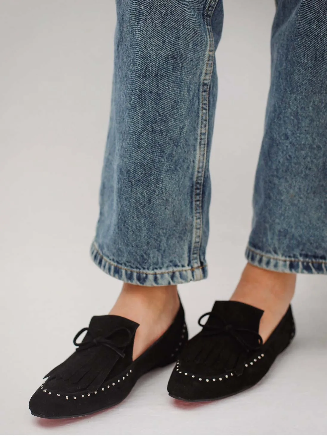 Suede Montana Silver Studded Loafers