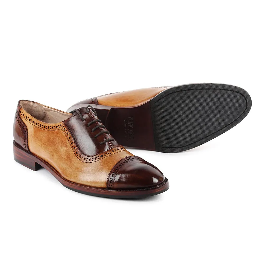 Tan & Brown Patina Glossed Oxfords