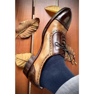 Tan & Brown Patina Glossed Oxfords