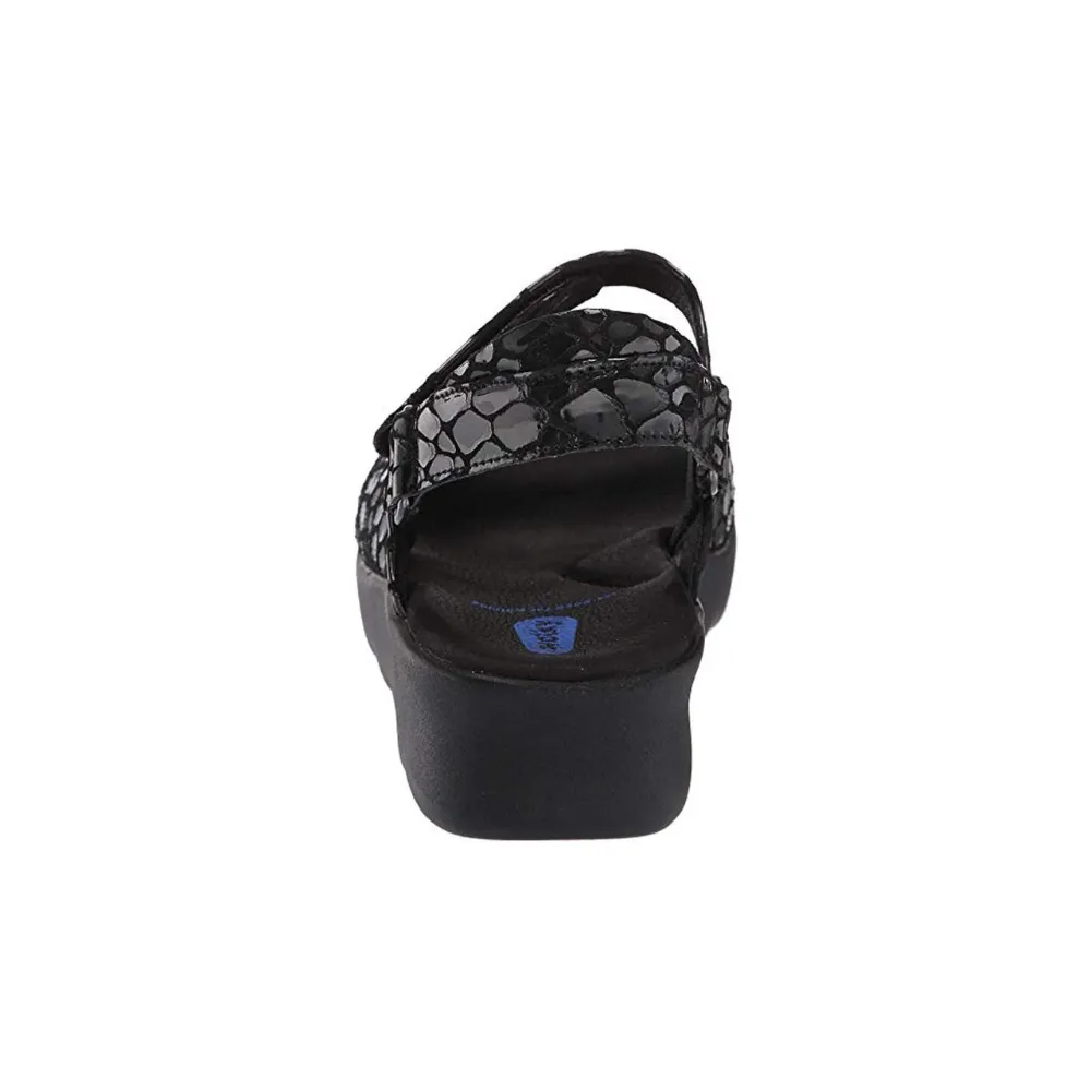 Wolky Pichu Black Cobra Leather Sandal (Women's)